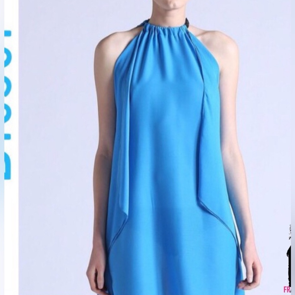 Diesel Blue Chiffon Halter Neck mini Dress flowy sleeveless size XS